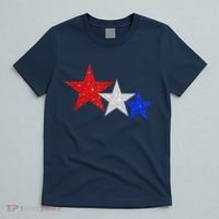 Patriotic Stars Sparkle Red White Blue American 4th Of July T-Shirt thumb 5