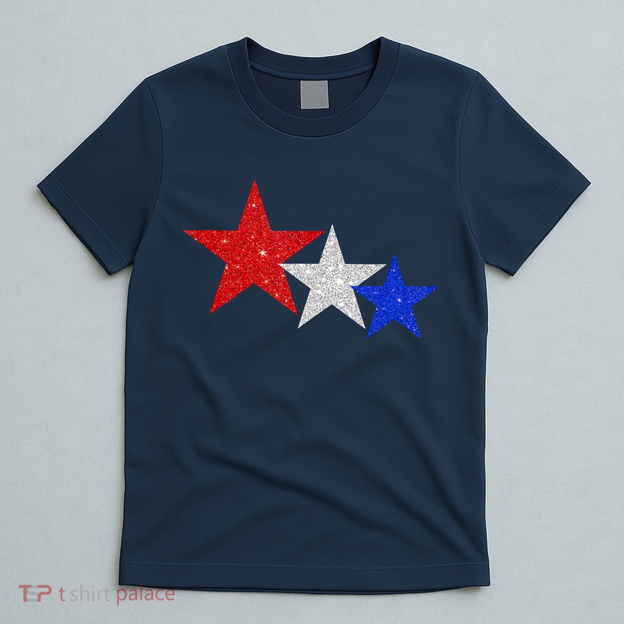 Patriotic Stars Sparkle Red White Blue American 4th Of July T-Shirt