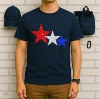 Patriotic Stars Sparkle Red White Blue American 4th Of July T-Shirt thumb 6