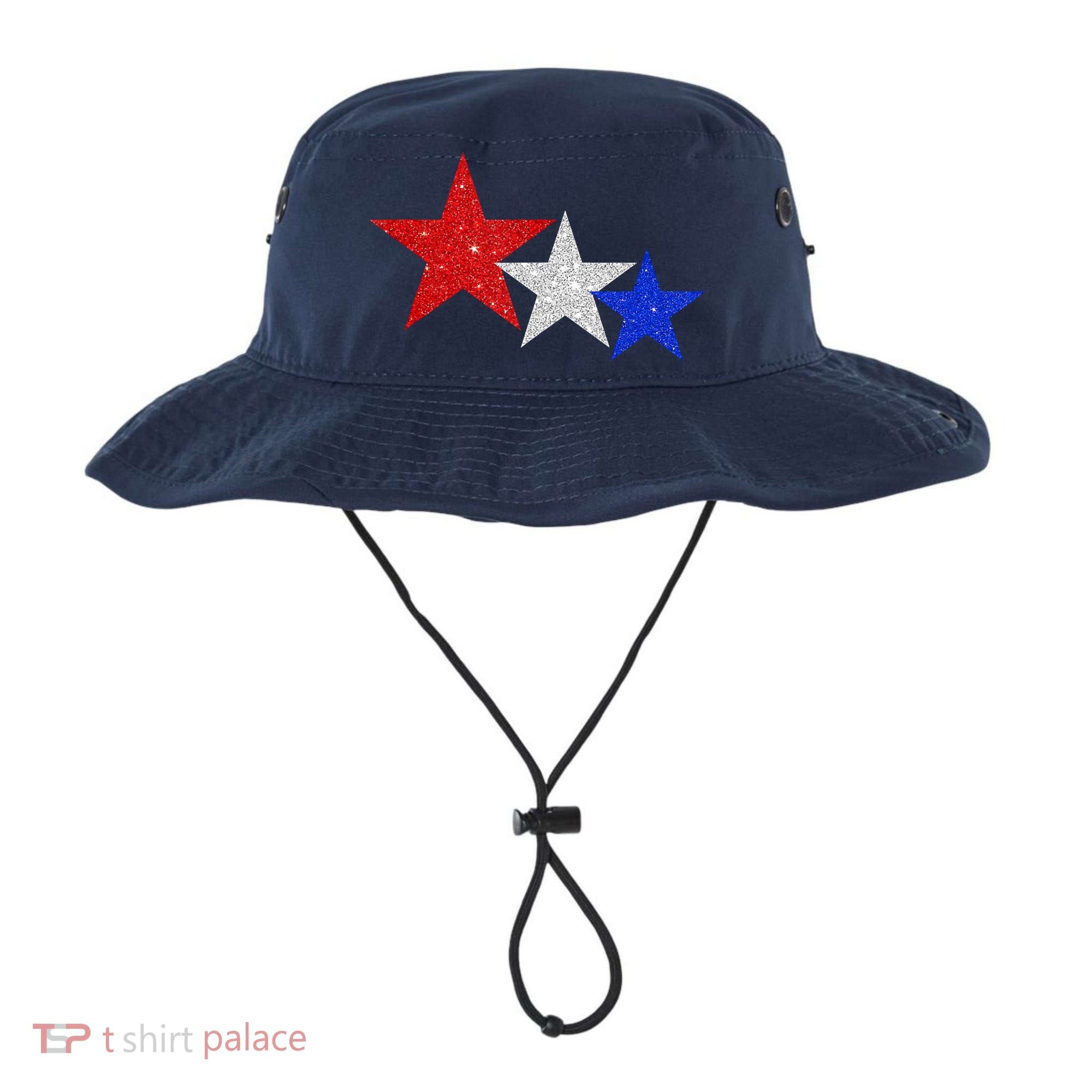 Patriotic Stars Sparkle Red White Blue American 4th Of July Bucket Hat