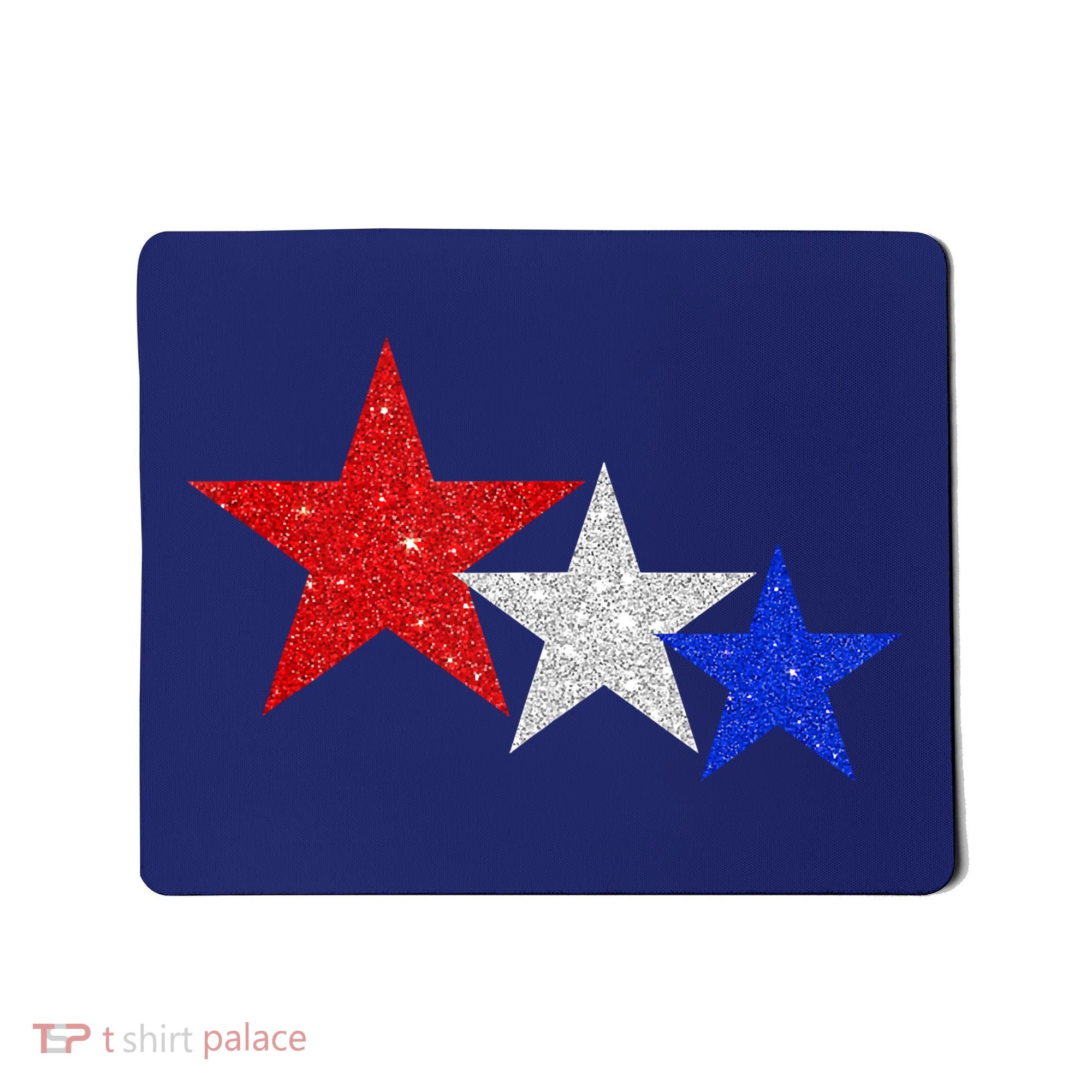 Patriotic Stars Sparkle Red White Blue American 4th Of July Mousepad