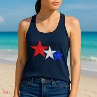 Patriotic Stars Sparkle Red White Blue American 4th Of July Women's Tank Top thumb 2