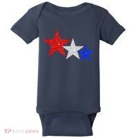 Patriotic Stars Sparkle Red White Blue American 4th Of July Baby Bodysuit thumb 0