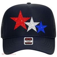 Patriotic Stars Sparkle Red White Blue American 4th Of July Hat thumb 0