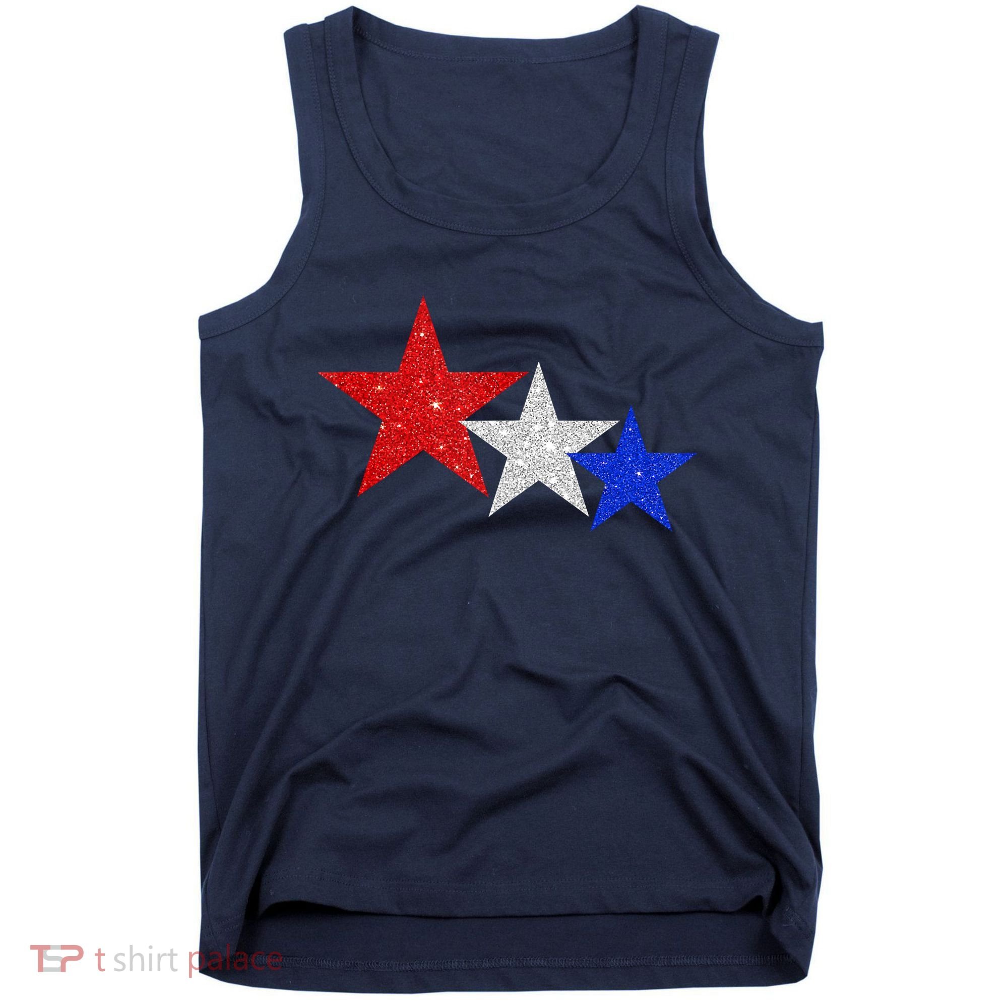 Patriotic Stars Sparkle Red White Blue American 4th Of July Tank Top