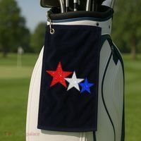 Patriotic Stars Sparkle Red White Blue American 4th Of July Golf Towel thumb 2