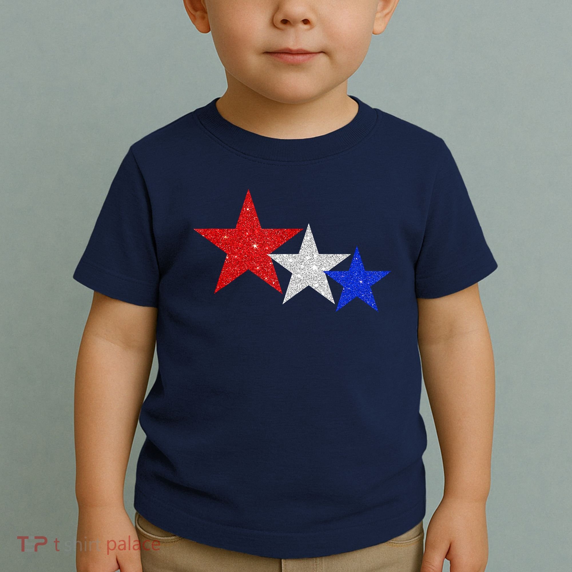 Patriotic Stars Sparkle Red White Blue American 4th Of July Toddler T-Shirt