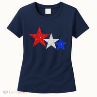 Patriotic Stars Sparkle Red White Blue American 4th Of July Women's T-Shirt thumb 0