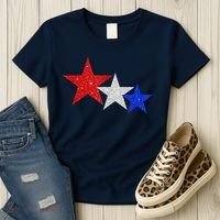 Patriotic Stars Sparkle Red White Blue American 4th Of July Women's T-Shirt thumb 3