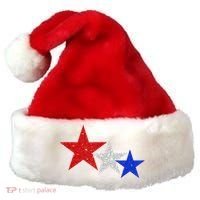 Patriotic Stars Sparkle Red White Blue American 4th Of July Santa Hat thumb 0