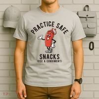 Practice Safe Snacks Use A Condiment Funny Offensive T-Shirt thumb 6
