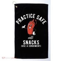 Practice Safe Snacks Use A Condiment Funny Offensive Golf Towel thumb 0