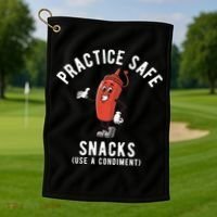 Practice Safe Snacks Use A Condiment Funny Offensive Golf Towel thumb 1