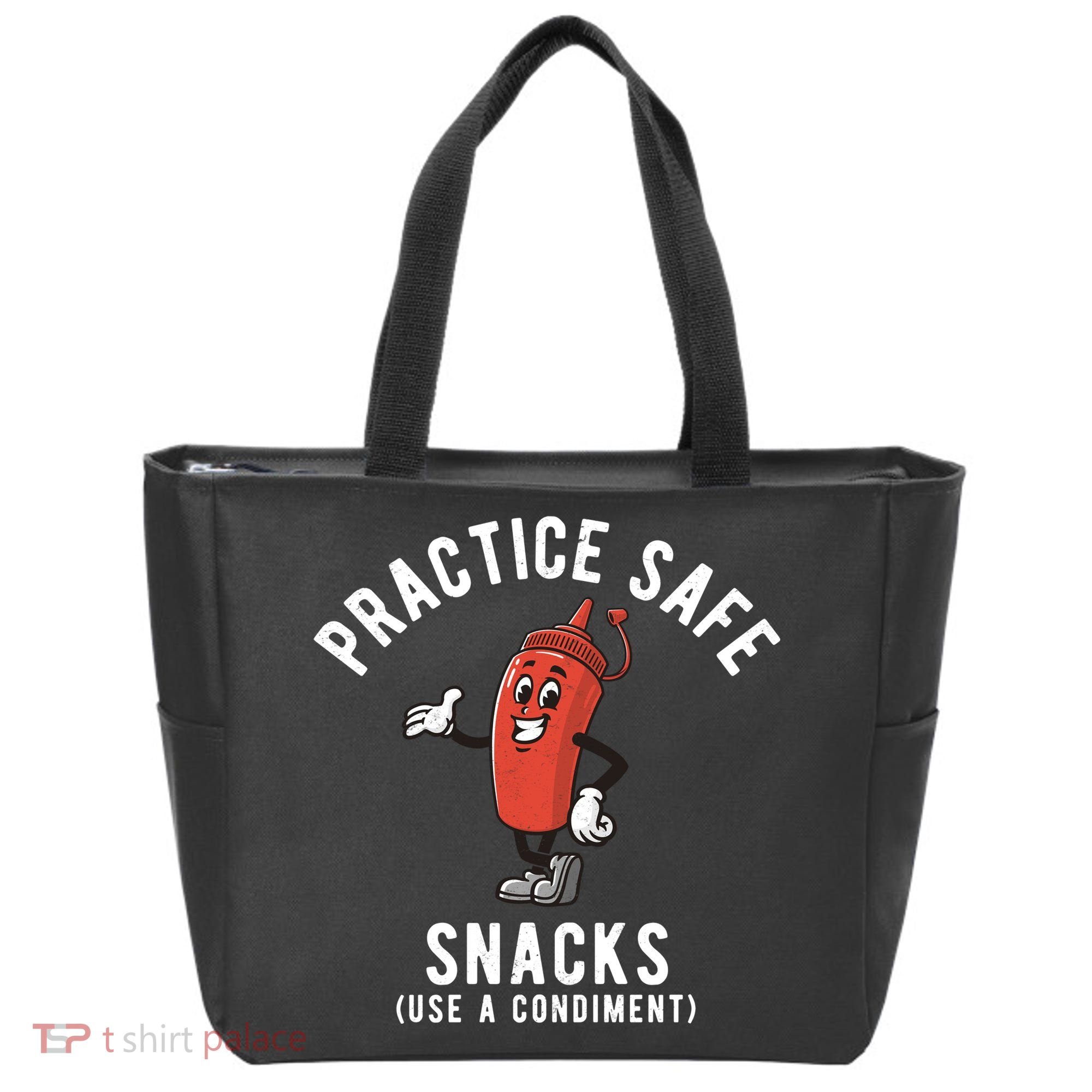 Practice Safe Snacks Use A Condiment Funny Offensive Tote Bag