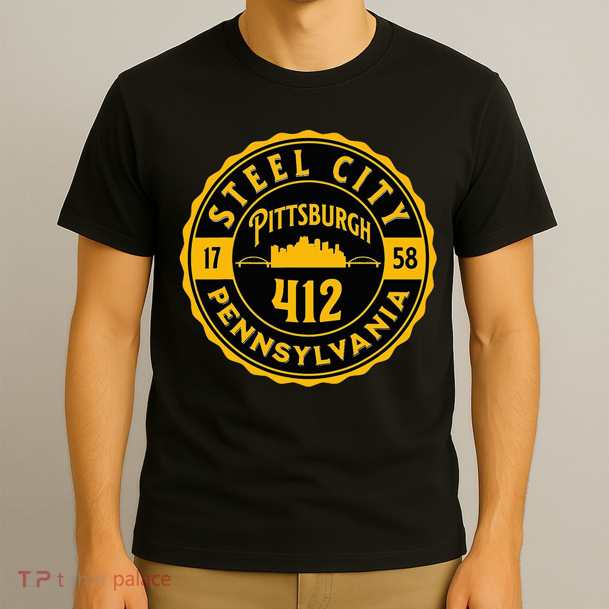 Pittsburgh Skyline Steel City 412 Pennsylvania Home Vintage T-Shirt