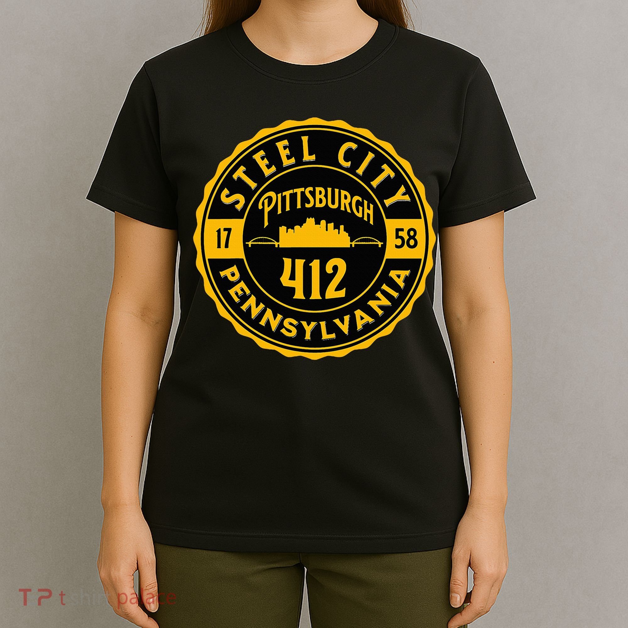 Pittsburgh Skyline Steel City 412 Pennsylvania Home Vintage T-Shirt