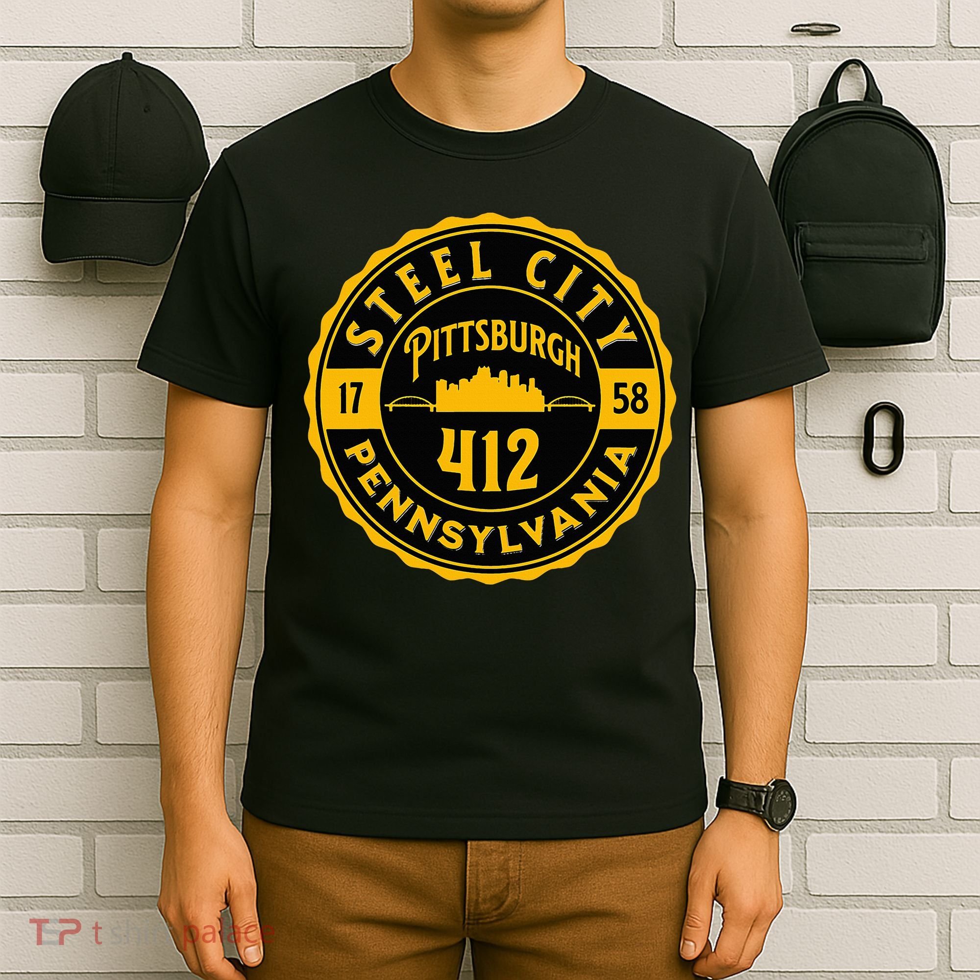 Pittsburgh Skyline Steel City 412 Pennsylvania Home Vintage T-Shirt