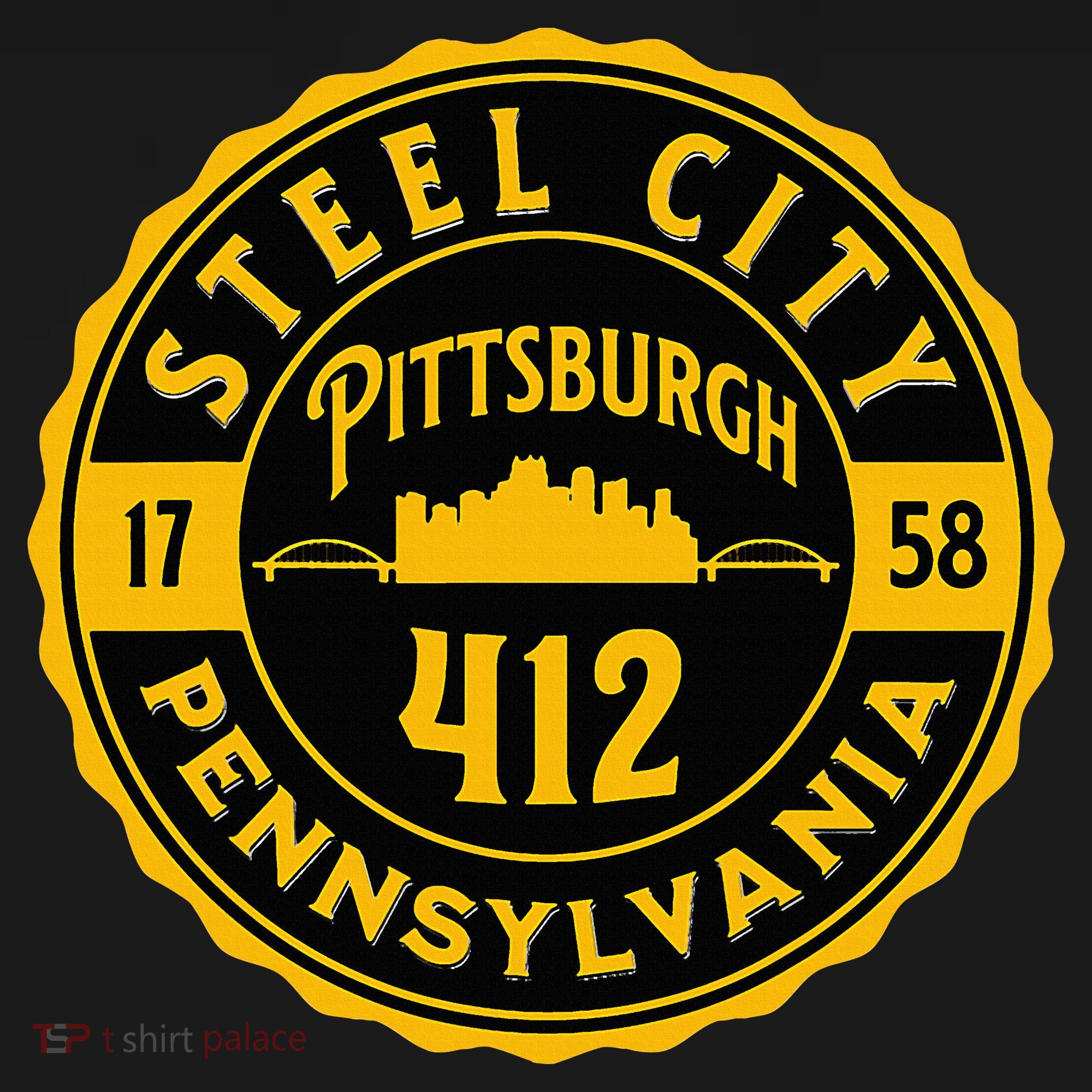 Pittsburgh Skyline Steel City 412 Pennsylvania Home Vintage T-Shirt