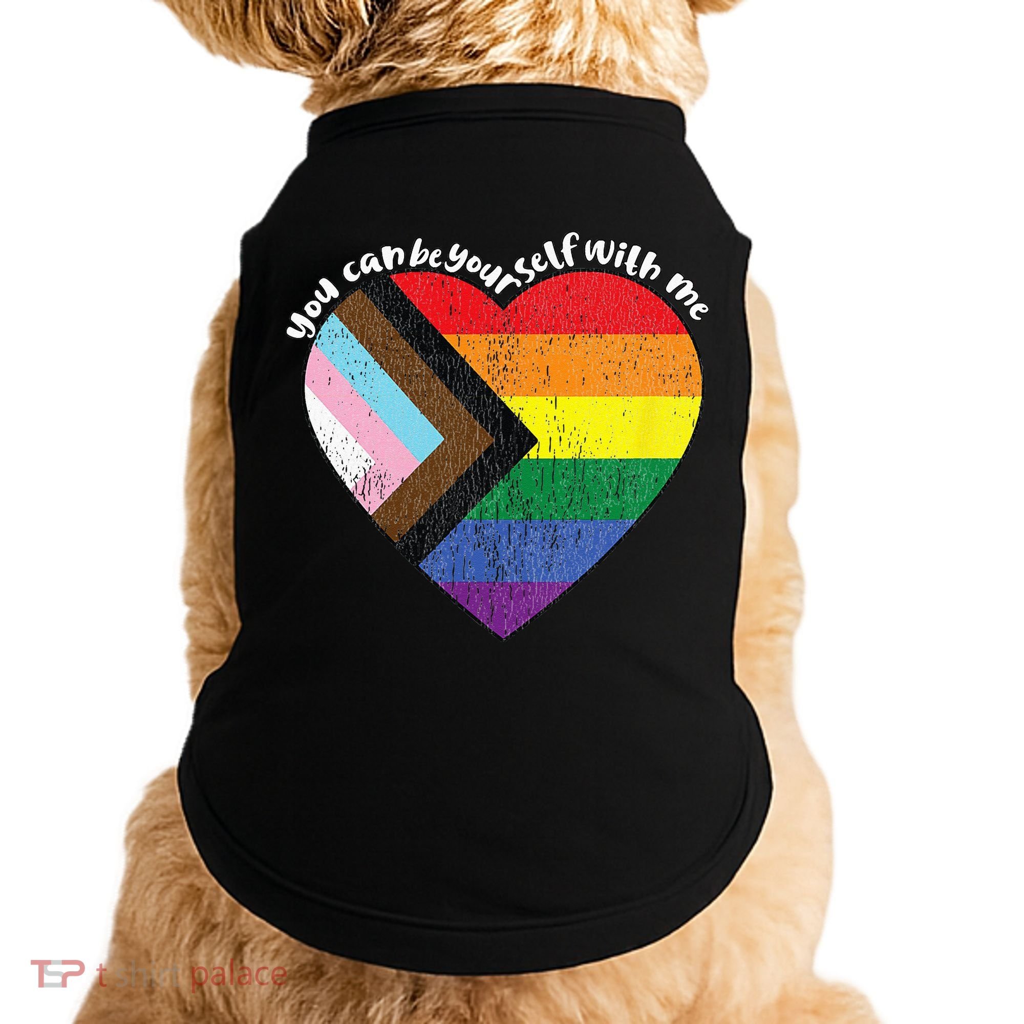 Pride Safe Space Heart LGBTQ+ You Can Be Yourself With Me Doggie Tank