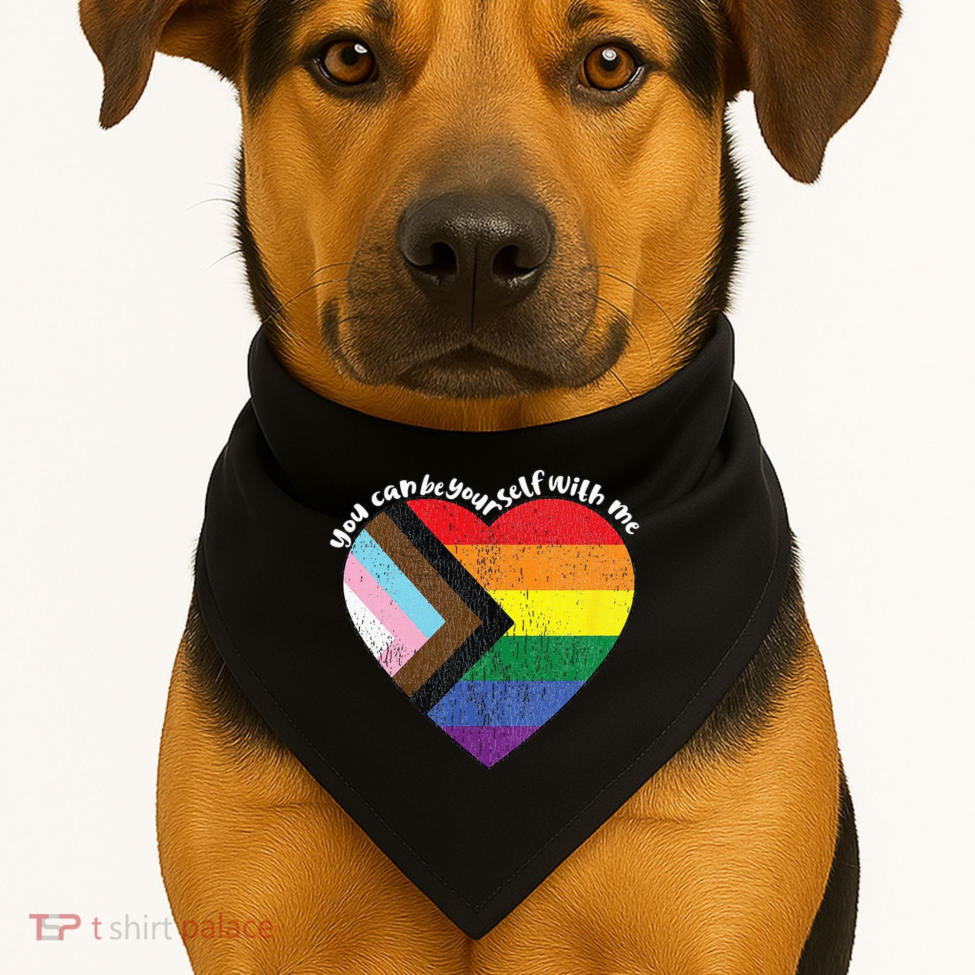 Pride Safe Space Heart LGBTQ+ You Can Be Yourself With Me USA-Made Doggie Bandana