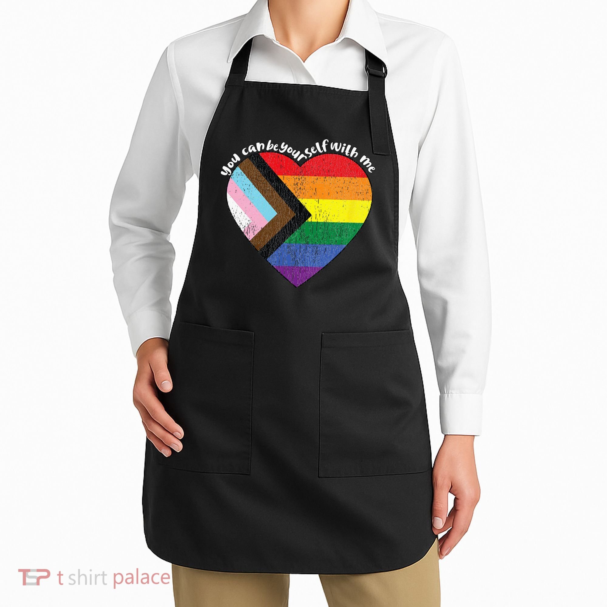 Pride Safe Space Heart LGBTQ+ You Can Be Yourself With Me Apron