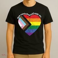 Pride Safe Space Heart LGBTQ+ You Can Be Yourself With Me T-Shirt thumb 3