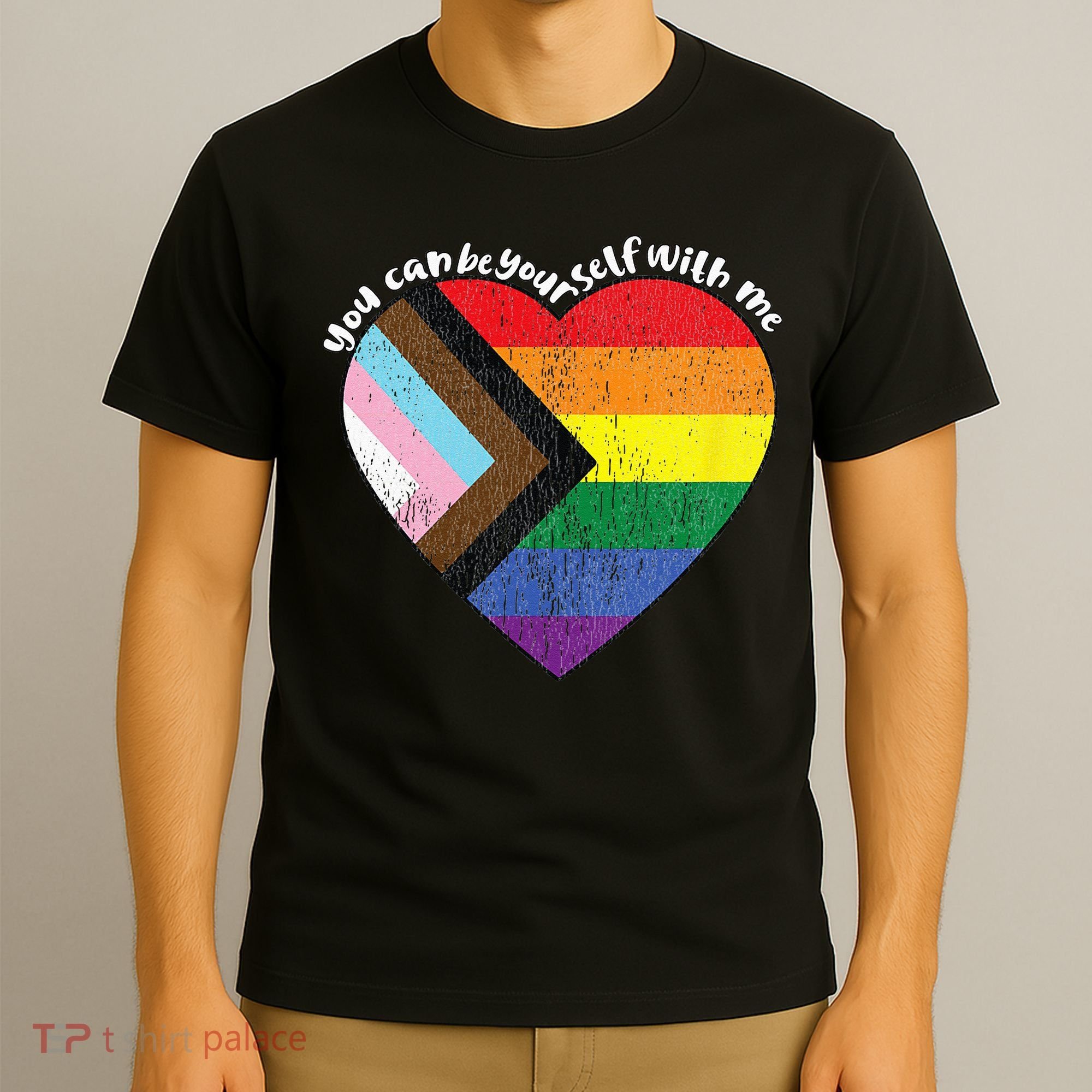 Pride Safe Space Heart LGBTQ+ You Can Be Yourself With Me T-Shirt