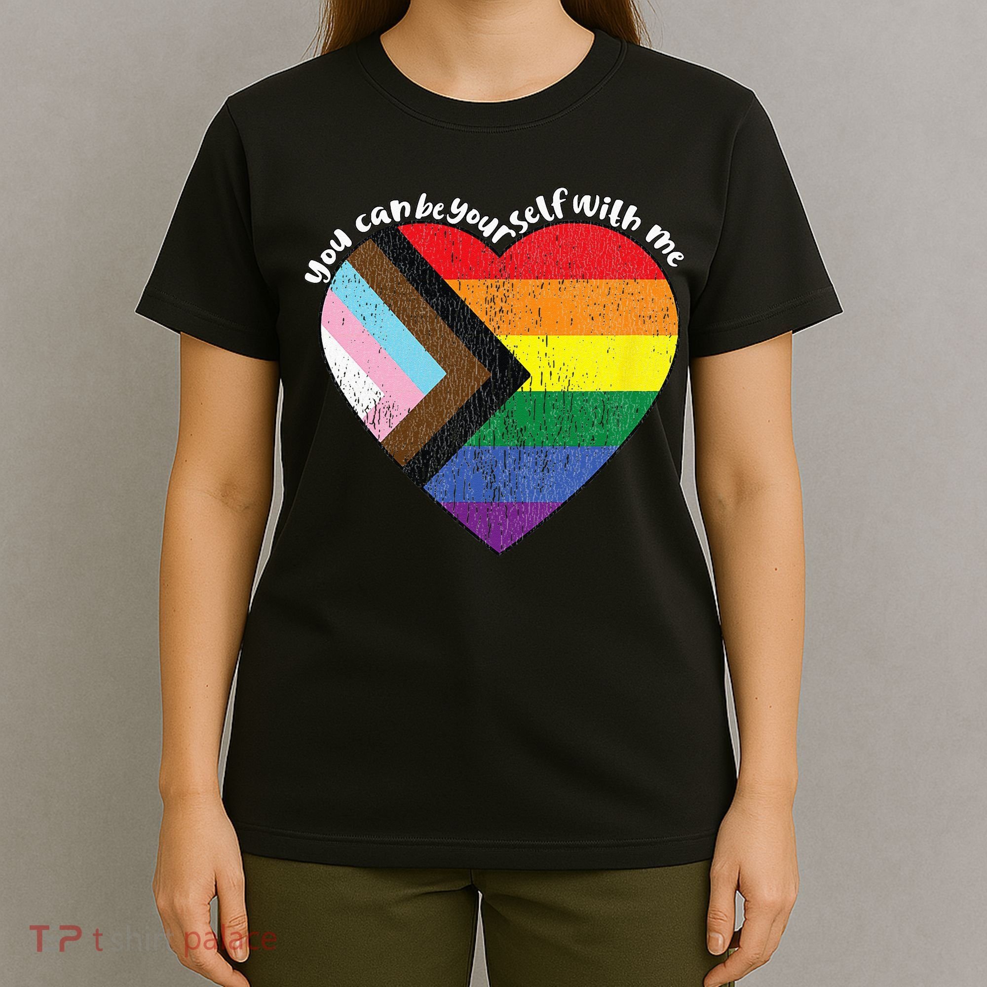 Pride Safe Space Heart LGBTQ+ You Can Be Yourself With Me T-Shirt