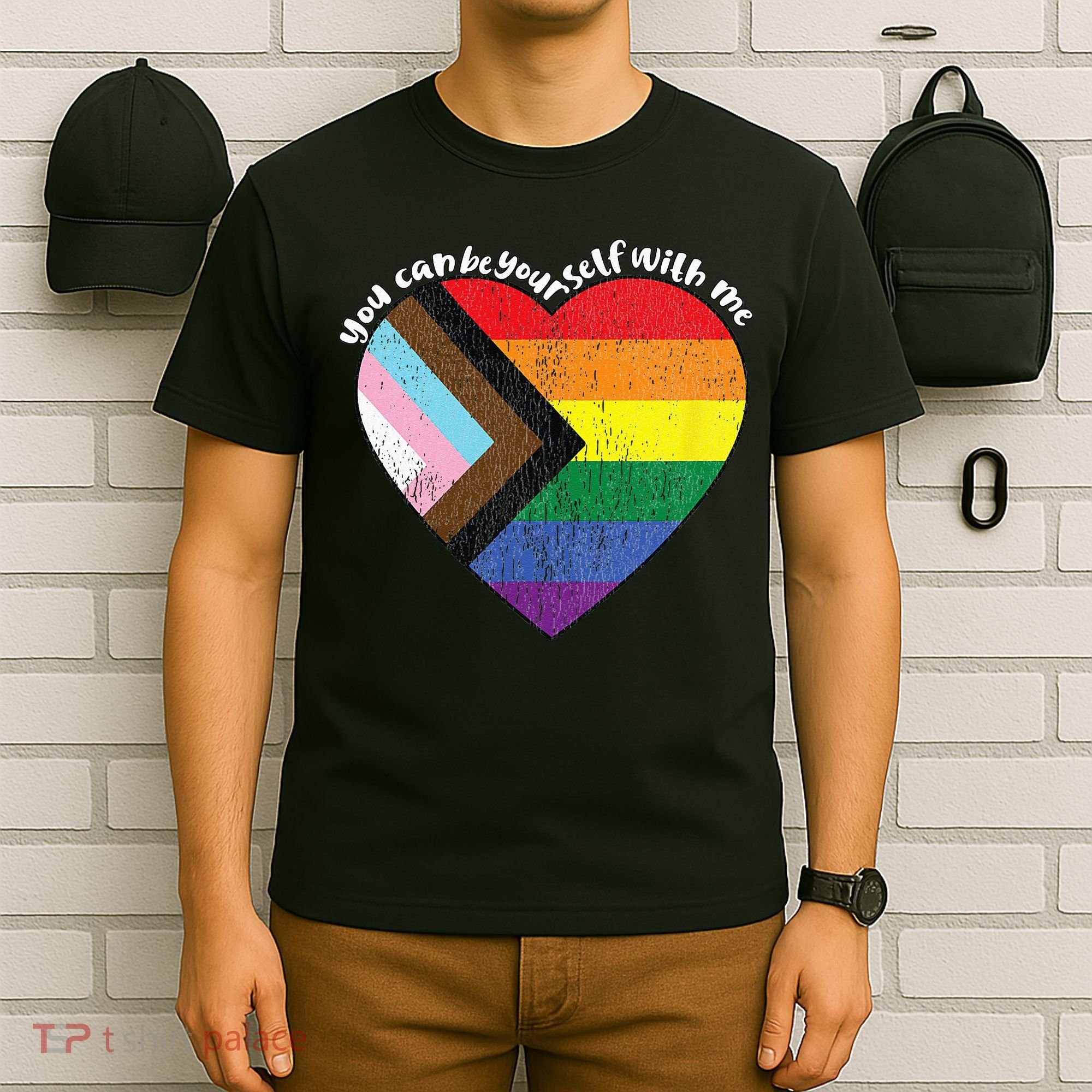 Pride Safe Space Heart LGBTQ+ You Can Be Yourself With Me T-Shirt