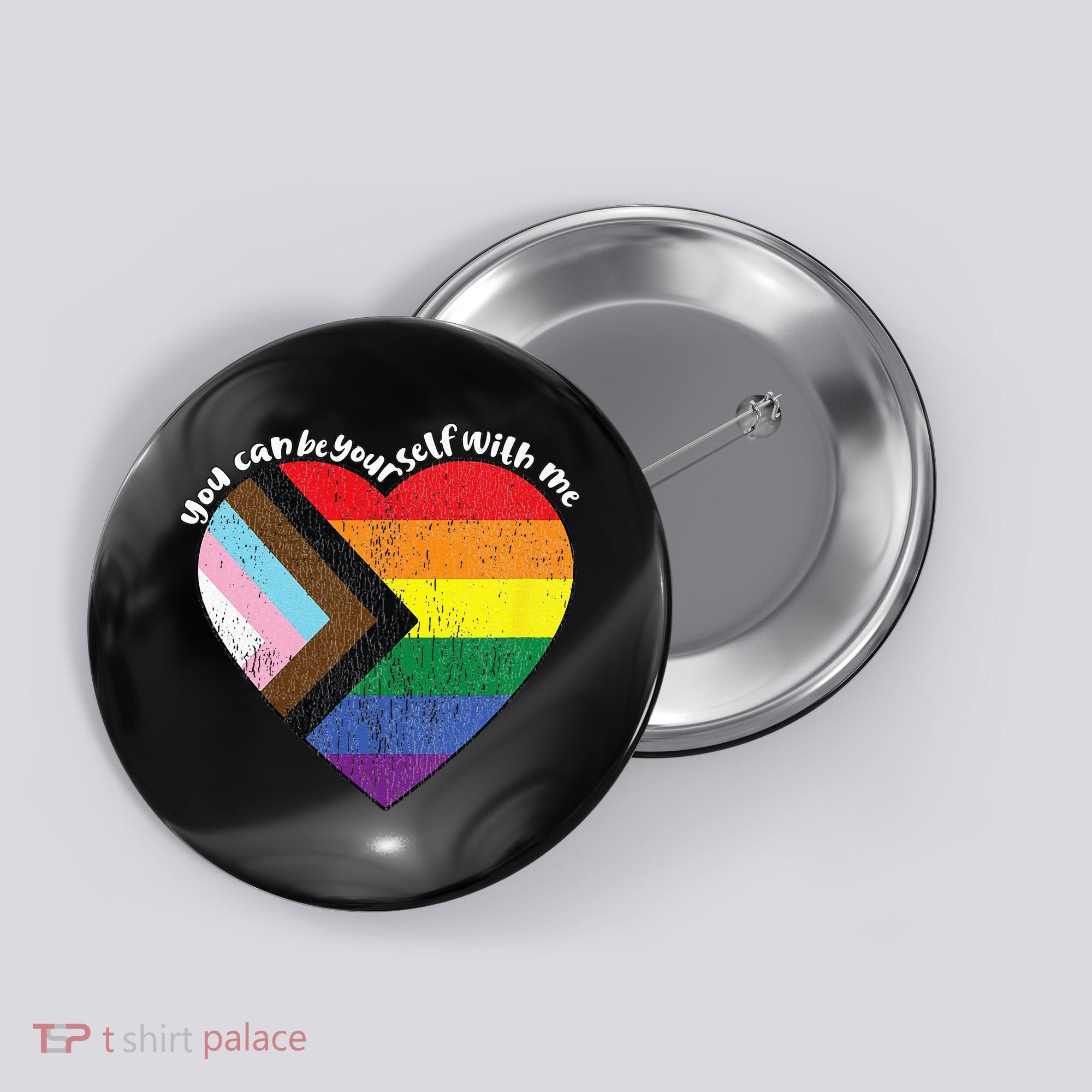 Pride Safe Space Heart LGBTQ+ You Can Be Yourself With Me Button