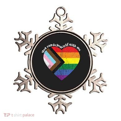 Pride Safe Space Heart LGBTQ+ You Can Be Yourself With Me Ornament