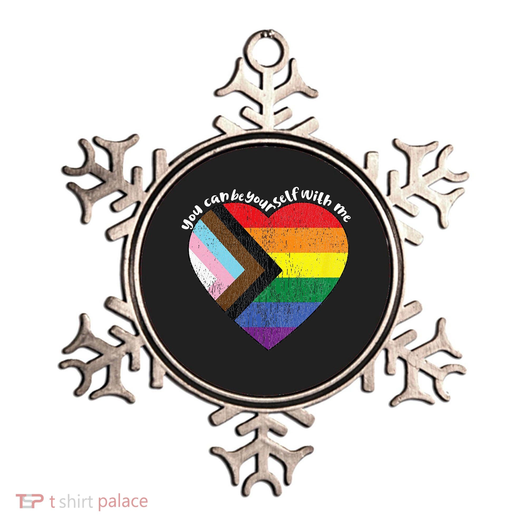Pride Safe Space Heart LGBTQ+ You Can Be Yourself With Me Ornament