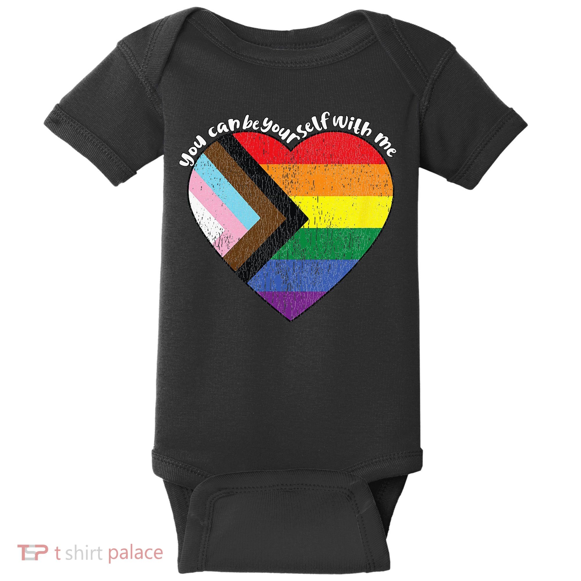 Pride Safe Space Heart LGBTQ+ You Can Be Yourself With Me Baby Bodysuit