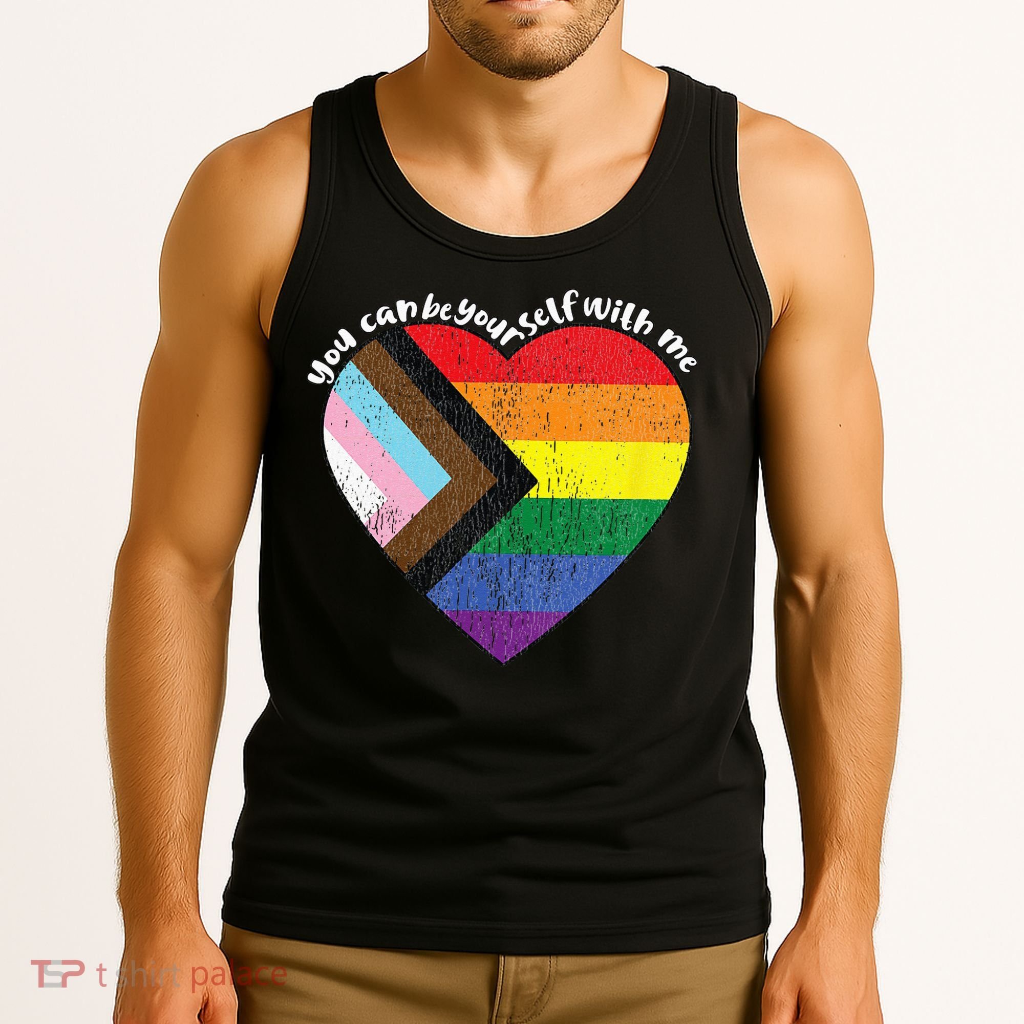 Pride Safe Space Heart LGBTQ+ You Can Be Yourself With Me Tank Top