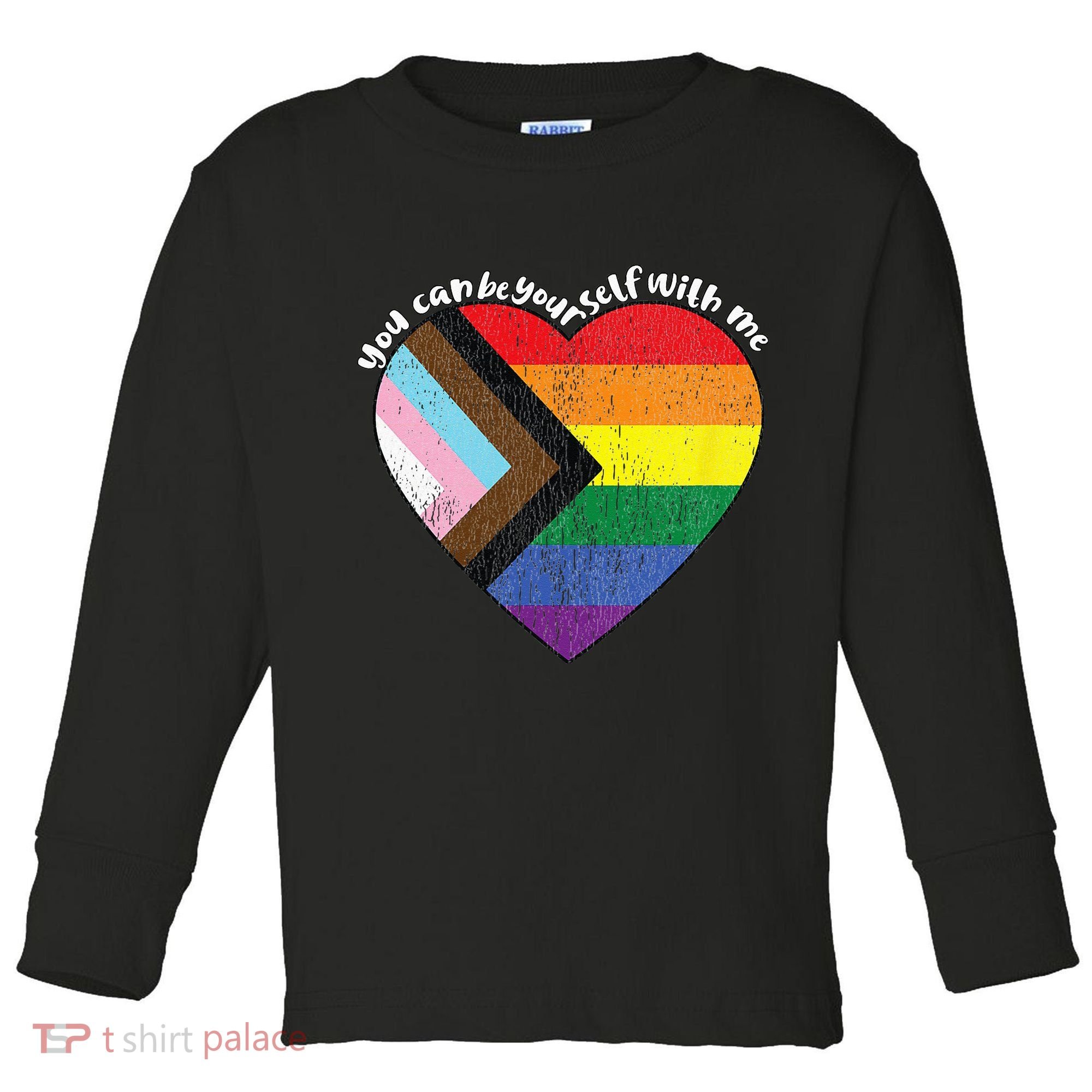 Pride Safe Space Heart LGBTQ+ You Can Be Yourself With Me Toddler Long Sleeve Shirt