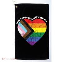 Pride Safe Space Heart LGBTQ+ You Can Be Yourself With Me Golf Towel thumb 0