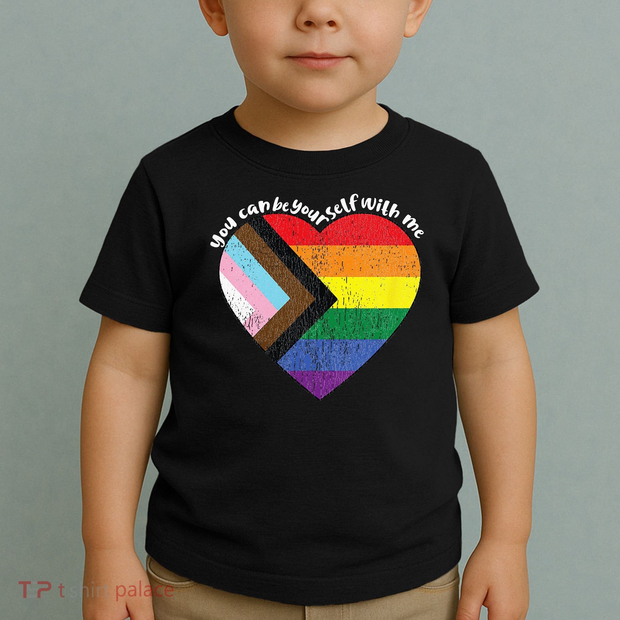 Pride Safe Space Heart LGBTQ+ You Can Be Yourself With Me Toddler T-Shirt