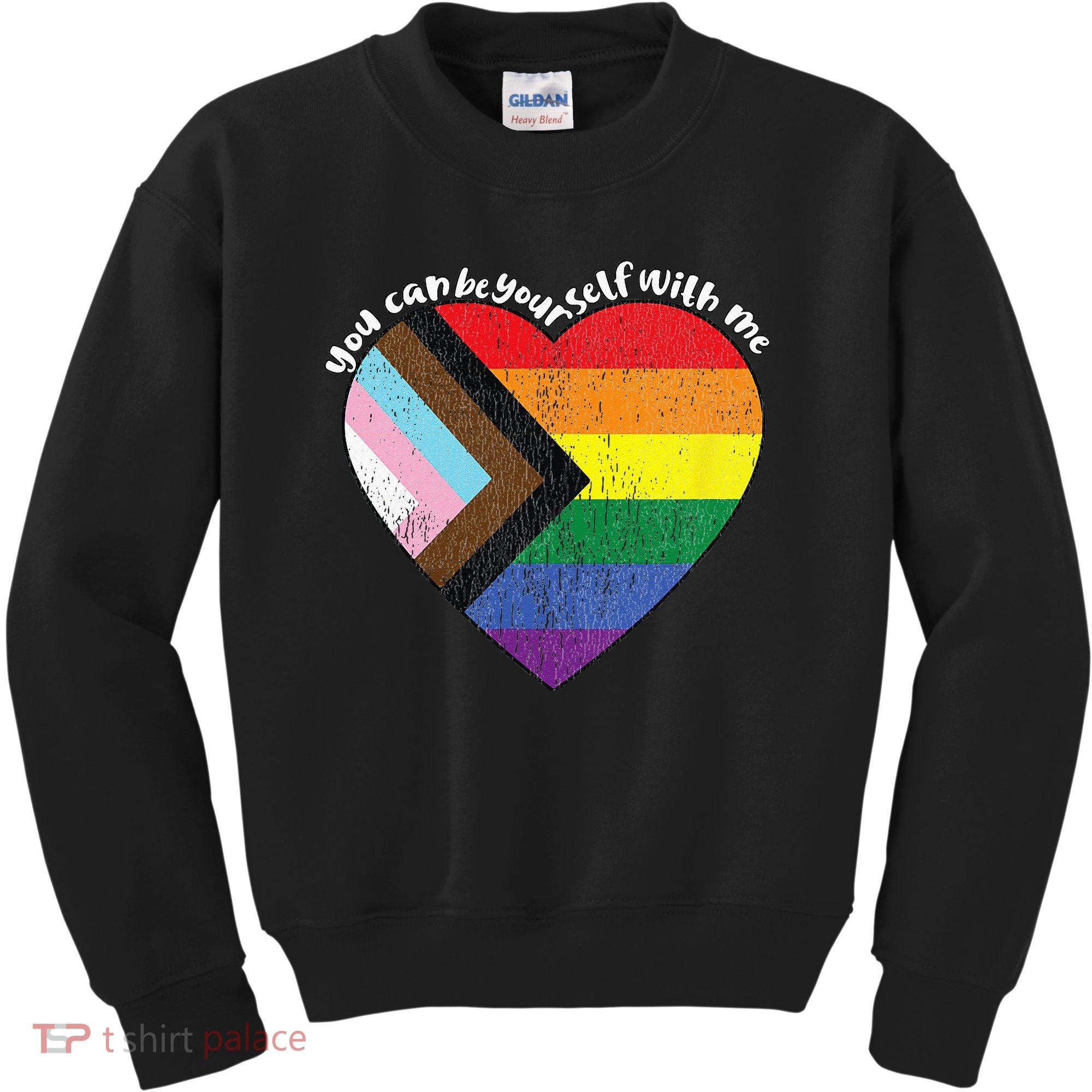 Pride Safe Space Heart LGBTQ+ You Can Be Yourself With Me Kids Sweatshirt