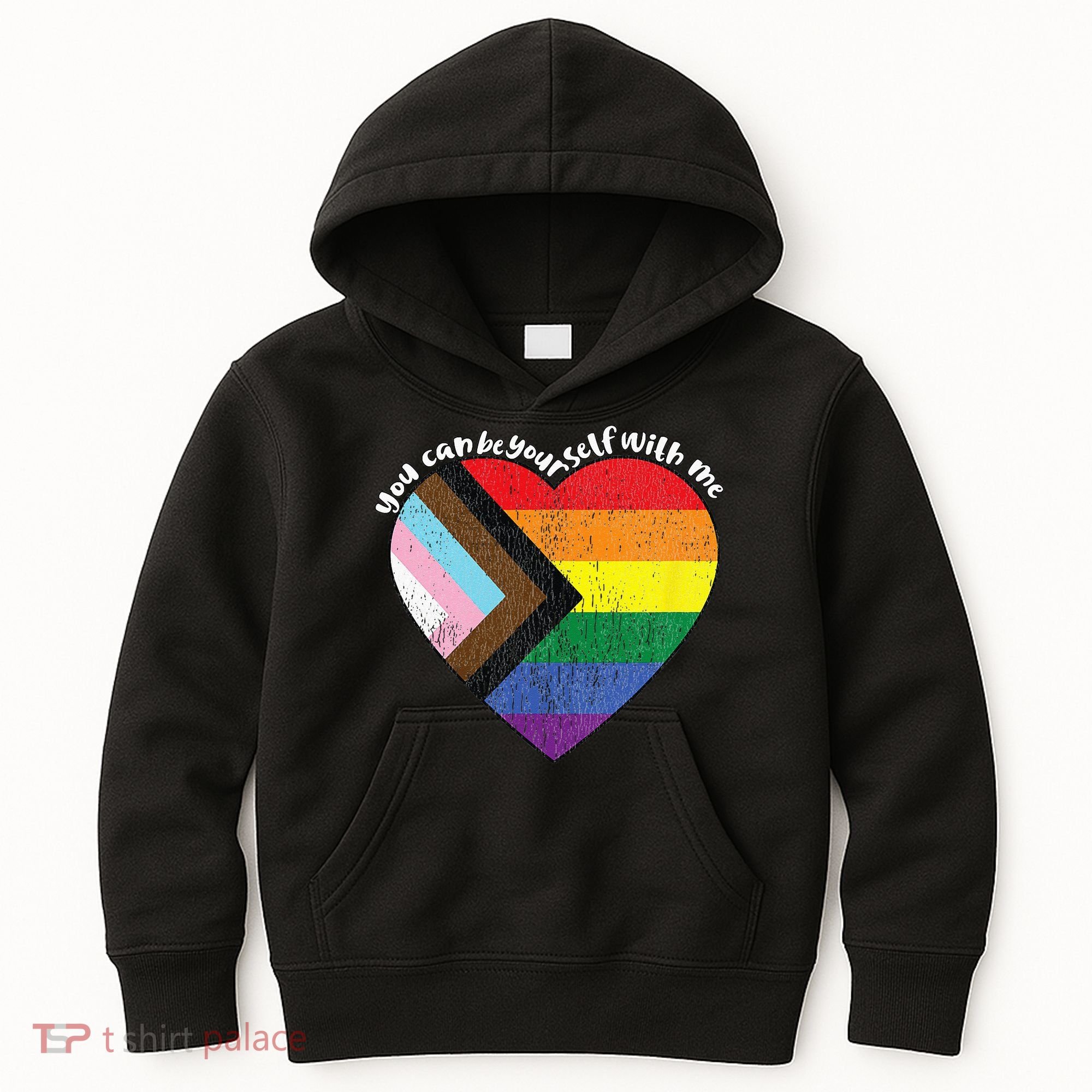 Pride Safe Space Heart LGBTQ+ You Can Be Yourself With Me Kids Hoodie