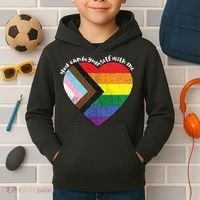 Pride Safe Space Heart LGBTQ+ You Can Be Yourself With Me Kids Hoodie thumb 2