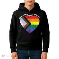 Pride Safe Space Heart LGBTQ+ You Can Be Yourself With Me Kids Hoodie thumb 4