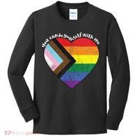 Pride Safe Space Heart LGBTQ+ You Can Be Yourself With Me Kids Long Sleeve Shirt thumb 0