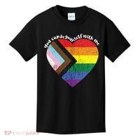 Pride Safe Space Heart LGBTQ+ You Can Be Yourself With Me Kids T-Shirt thumb 0