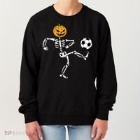 Pumpkin Skeleton Soccer Player Halloween Soccer Women's Sweatshirt thumb 0