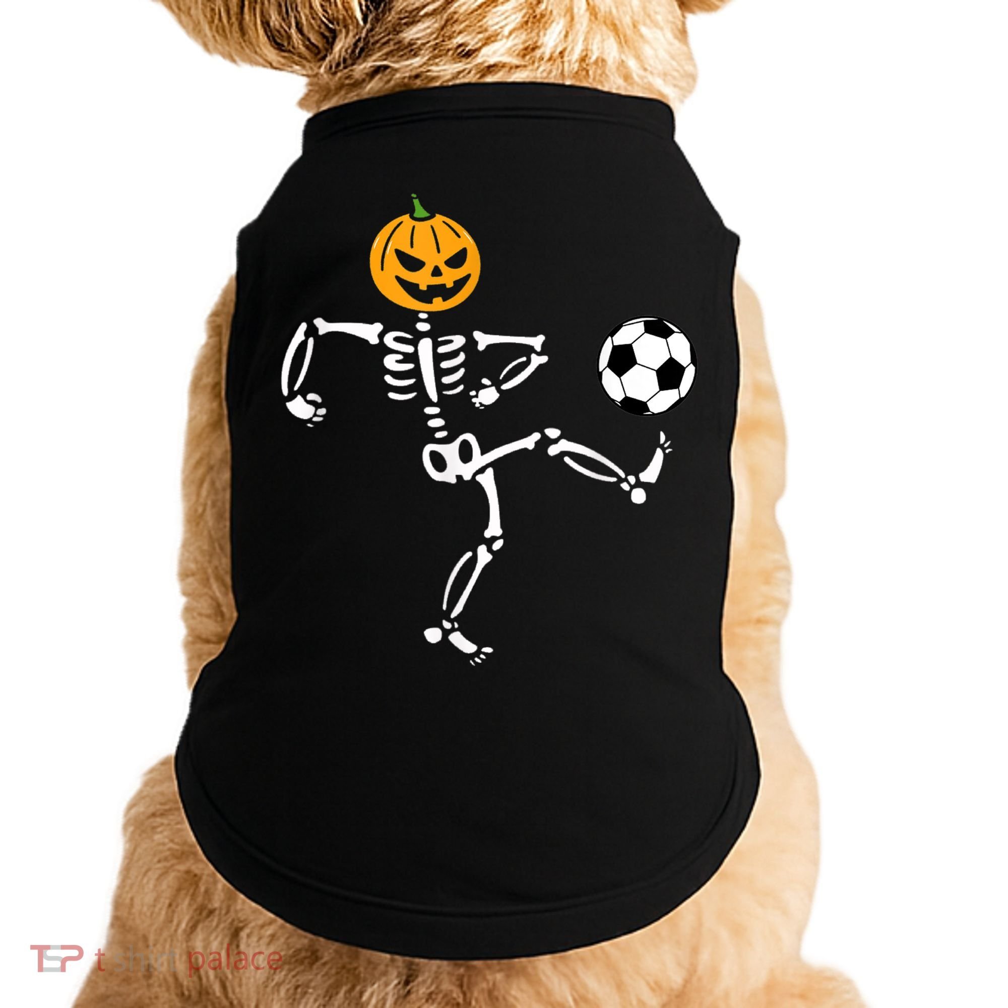 Pumpkin Skeleton Soccer Player Halloween Soccer Doggie Tank