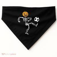 Pumpkin Skeleton Soccer Player Halloween Soccer USA-Made Doggie Bandana thumb 0