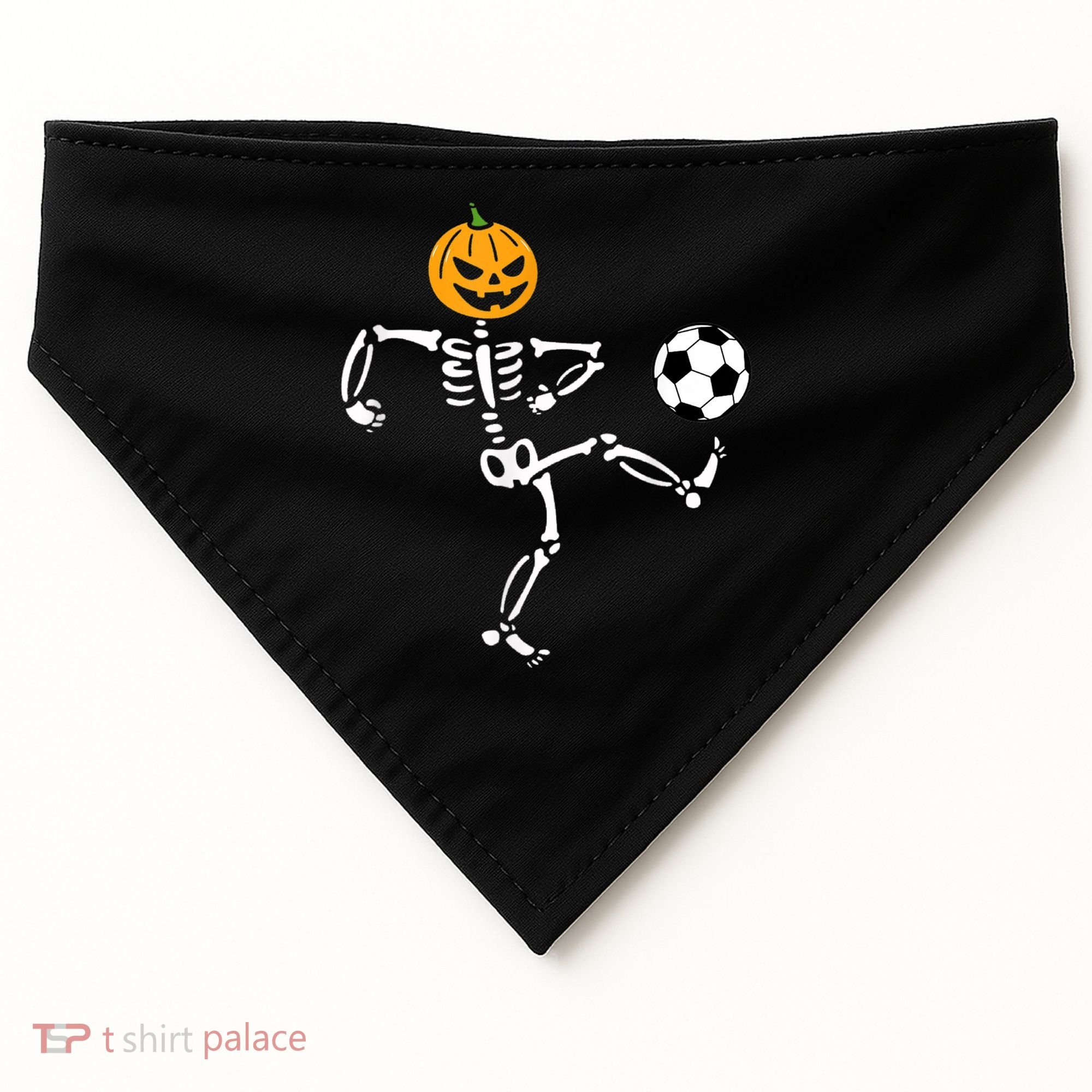 Pumpkin Skeleton Soccer Player Halloween Soccer USA-Made Doggie Bandana