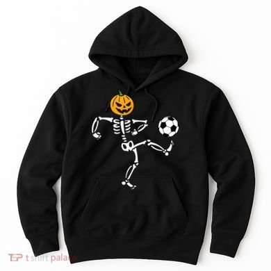 Pumpkin Skeleton Soccer Player Halloween Soccer Hoodie