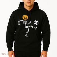 Pumpkin Skeleton Soccer Player Halloween Soccer Hoodie thumb 2