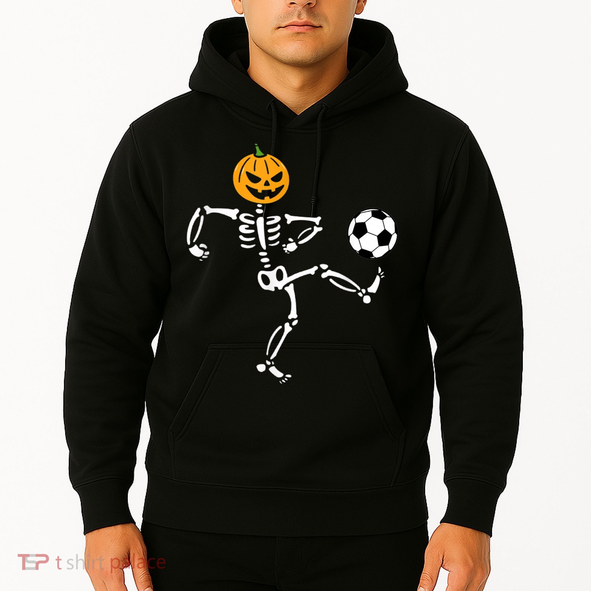 Pumpkin Skeleton Soccer Player Halloween Soccer Hoodie